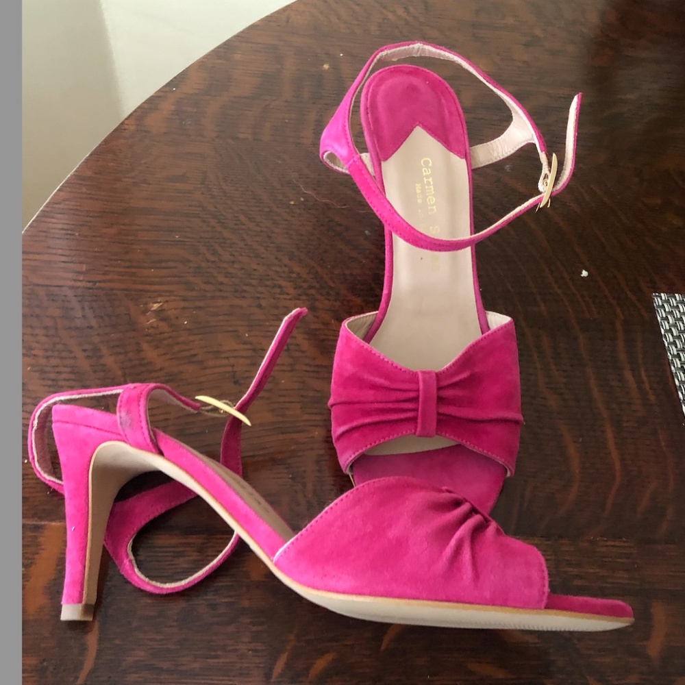 Carmen Salas Aida Rose pink suede sandals - Size 38